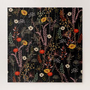 Blühende Wiesenblumen Handgezeichnet Puzzle