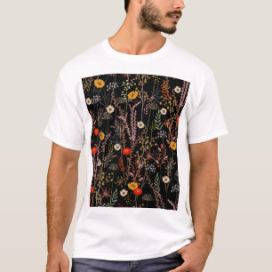 Blühende Wiesenblumen Handgezeichnet T-Shirt