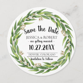 Blühende Wild-Wreath-Hochzeit retten das Datum Einladung