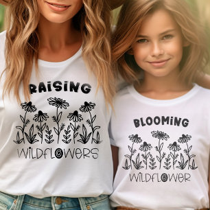 Blühende Wildblume Schwarz-weiß Matching Mommy M T-Shirt