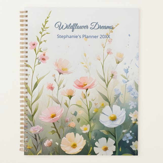 Blühende Wildblume Wiese mit Pastel Florals Planer (Vorderseite)