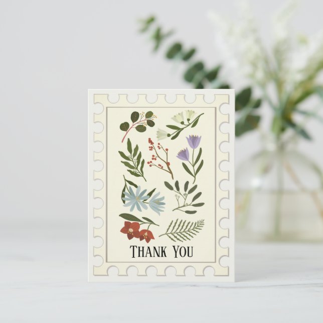 Blühende Winterbotanicals Danke Postcard Postkarte (Stehend Vorderseite)