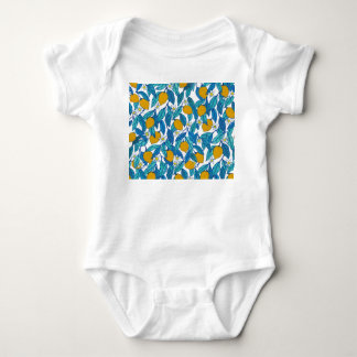 Blühende Zitrone: Aquarellblütendesign. Baby Strampler