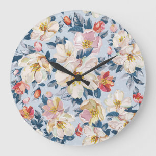 Blühender Apfelbaum, Eleganzmuster. Große Wanduhr