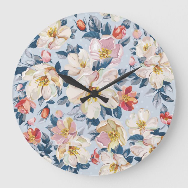 Blühender Apfelbaum, Eleganzmuster. Große Wanduhr (Vorderseite)