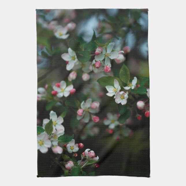 Blühender Apfelbaum, launischer Frühling Geschirrtuch (Vertikal)
