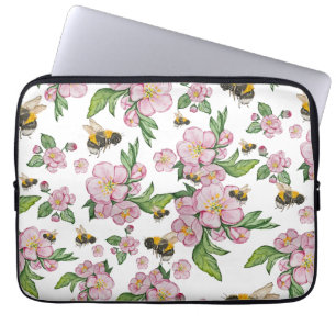 Blühender Apfelgarten mit Bienen-Aquarell Laptopschutzhülle