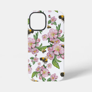 Blühender Apfelhain mit Bienen Aquarellzeichnung iPhone 12 Mini Hülle