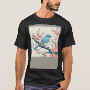 Blühender Bluebird auf dem Sakura Zweig Blumenflie T-Shirt