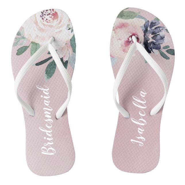 Blühender botanischer Duft Personalisierte Brautju Flip Flops (Fußbett)