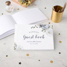 Blühender botanischer Dustblauer Hochzeitsgast Gästebuch