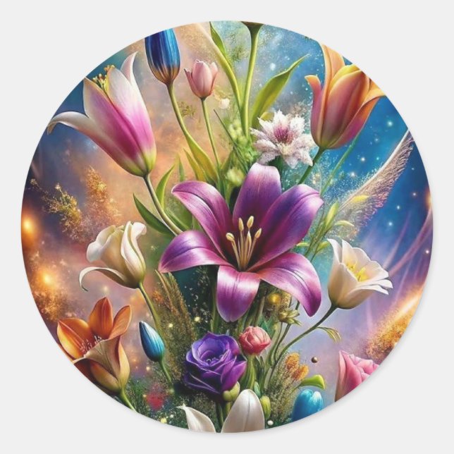 Blühender Charme – Florales Design Ästhetik-Aufkle Runder Aufkleber (Vorderseite)