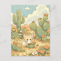 Blühender Feigenkaktus Kawaii Fennek Fuchs