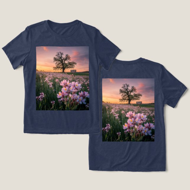 Blühender Frühling Sonnenuntergang Marine Tri-Blend Shirt (Design Vorderseite & Rückseite)