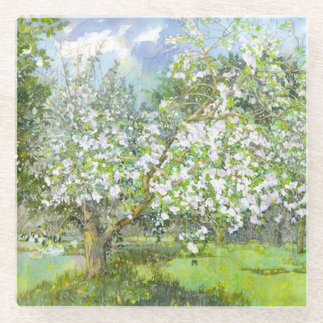 blühender Garten Glasuntersetzer (Vorderseite)