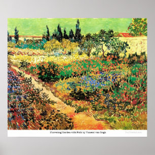 Blühender Garten mit Pfad durch Vincent van Gogh Poster