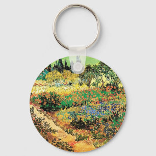 Blühender Garten mit Weg von Vincent van Gogh Schlüsselanhänger