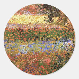Blühender Garten,Vincent van Gogh. Runder Aufkleber