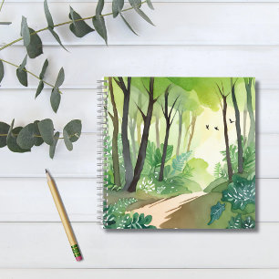 Blühender grüner Wald   Natur-Aquarell Notizbuch