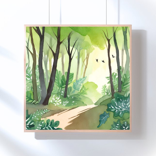 Blühender grüner Wald | Natur Aquarell Poster (Von Creator hochgeladen)