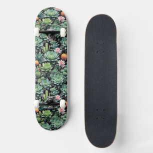 Blühender Kaktus und Sukkulenten Skateboard