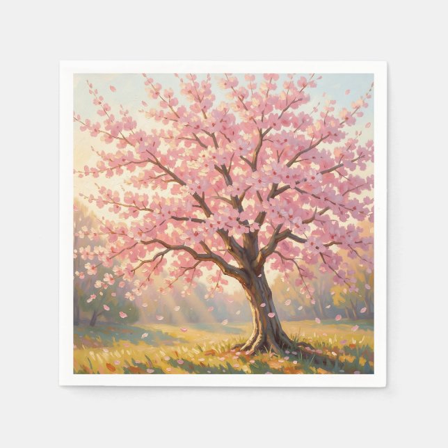Blühender Kirschblütenbaum Frühling Serviette (Vorderseite)