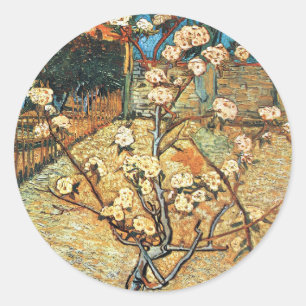 Blühender kleiner Birnbaum von Vincent van Gogh Runder Aufkleber