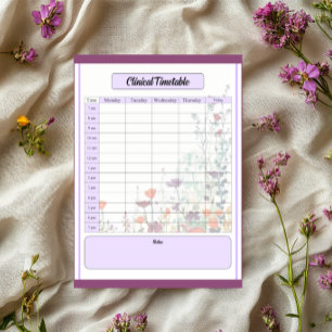 Blühender Lila Garten _ Klinischer Zeitplan Notizblock
