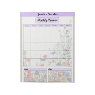 Blühender Lila Garten - Monatlicher Planer Notizblock