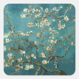 Blühender Mandelbaum - Van Gogh Quadratischer Aufkleber