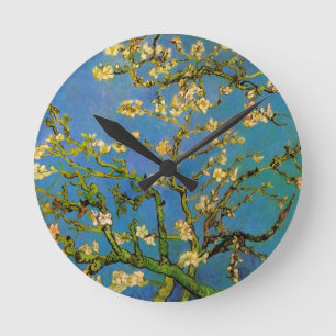 Blühender Mandelbaum von Vincent van Gogh Runde Wanduhr
