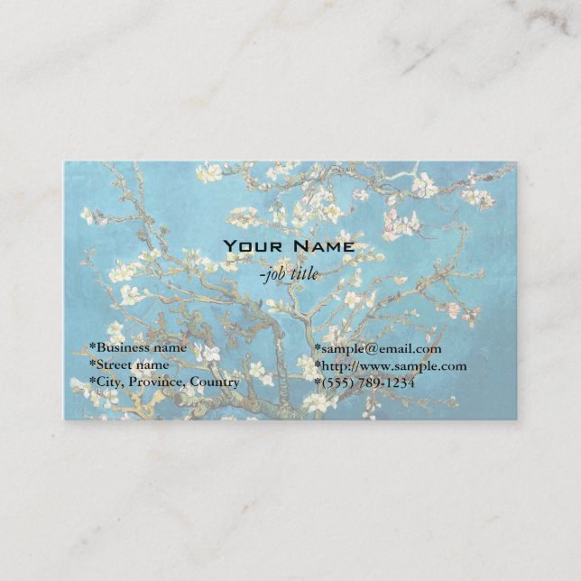 Blühender Mandelbaum von Vincent van Gogh. Visitenkarte (Vorderseite)