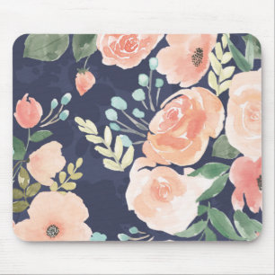 Blühender Pfirsich der Freuden-  u. blaue Rosen u. Mousepad