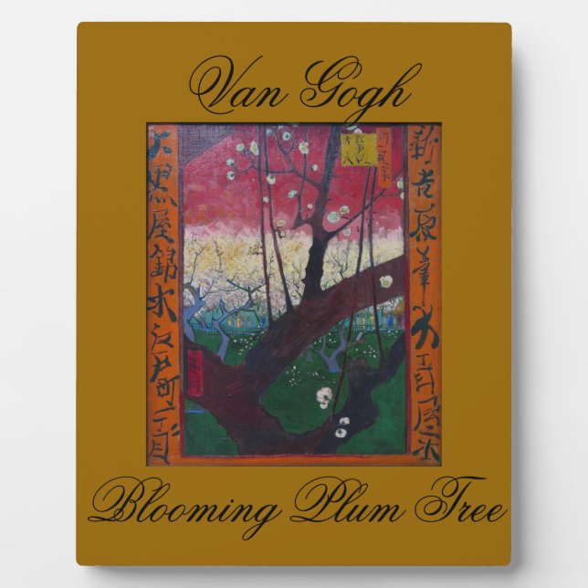 Blühender Pflaumen-Baum Van Gogh Fotoplatte (Vorderseite)