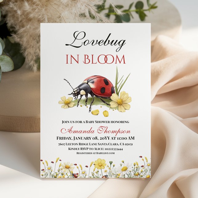 Blühender roter Lovebug im Blumen-Garten - Babysho Einladung (Von Creator hochgeladen)