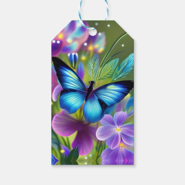 Blühender Schmetterling in Fairy Garden Geschenkanhänger (Vorderseite)