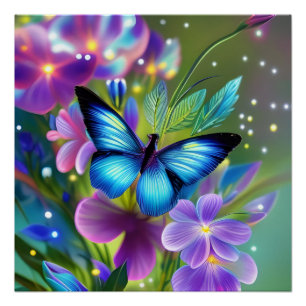 Blühender Schmetterling in Fairy Garden Poster