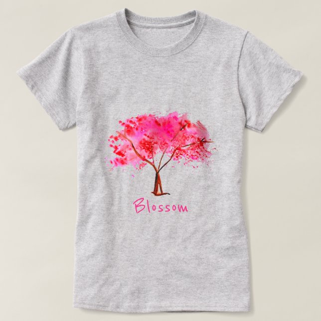 Blühender Slogan mit rosa Kirschblütenbaum T-Shirt (Design vorne)