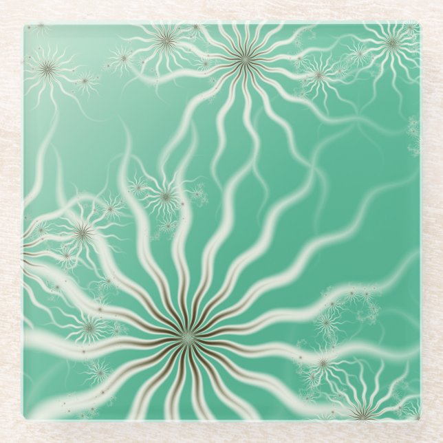 Blühender Strahln-Fraktal-GetränkeUntersetzer Glasuntersetzer (Vorderseite)