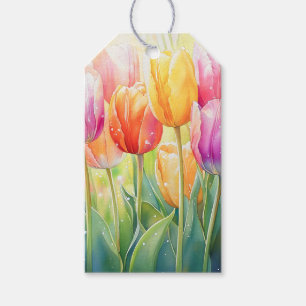 Blühender Wasserfarbener Frühlingsgarten Geschenkanhänger