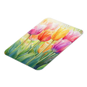 Blühender Wasserfarbener Frühlingsgarten Magnet