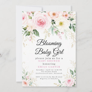 Blühendes Baby Mädchen Florales Babyshower Einladung