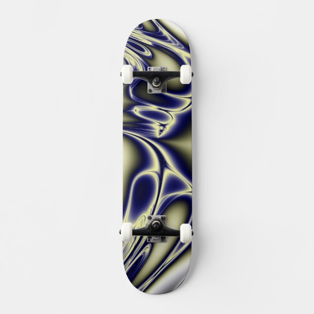 Blühendes blaues Fraktal Skateboard (Vorderseite)