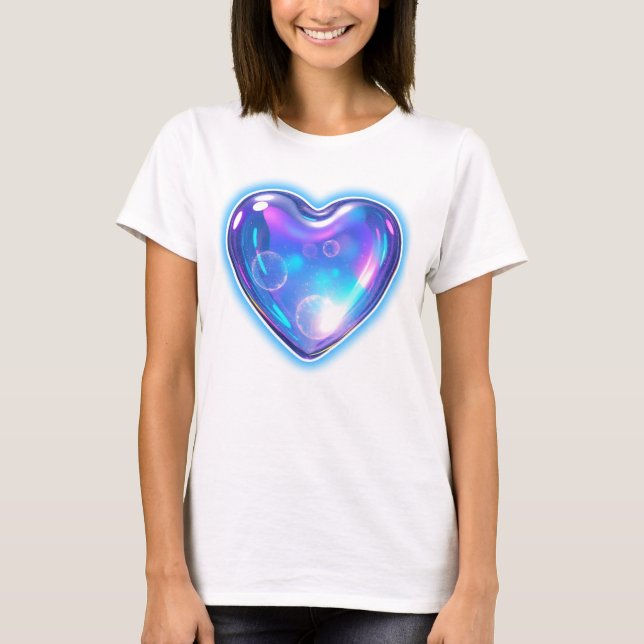 Blühendes blaues Herz T-Shirt (Vorderseite)