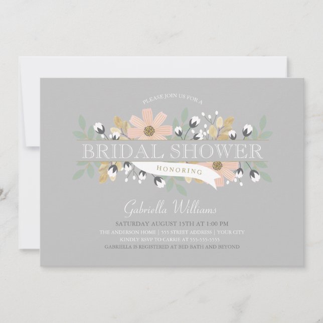 blühendes Brautparty Einladung (Vorderseite)