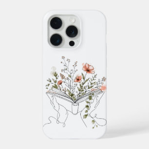 Blühendes Buch Botanische Linienkunst iPhone 15 Pro Hülle