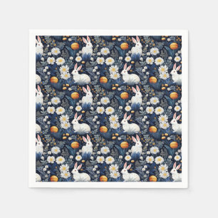 Blühendes Bunnies Ostermuster Serviette