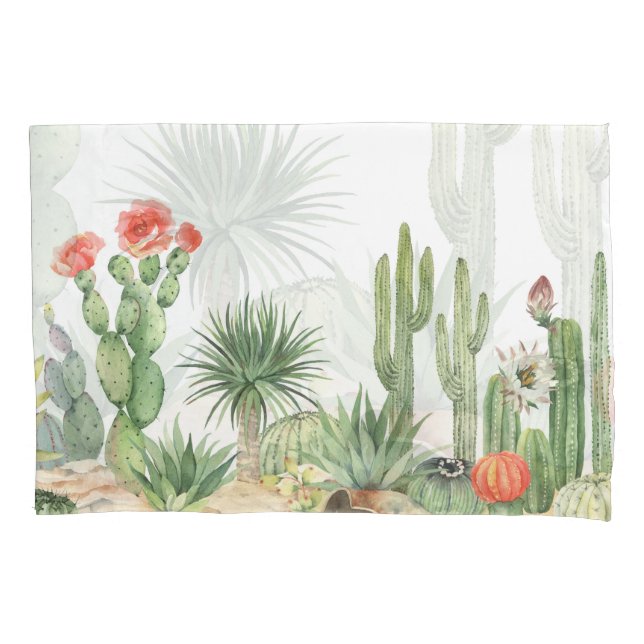 Blühendes Cacti-Grenzmuster Kissenbezug (Vorderseite)