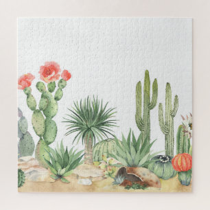 Blühendes Cacti-Grenzmuster Puzzle
