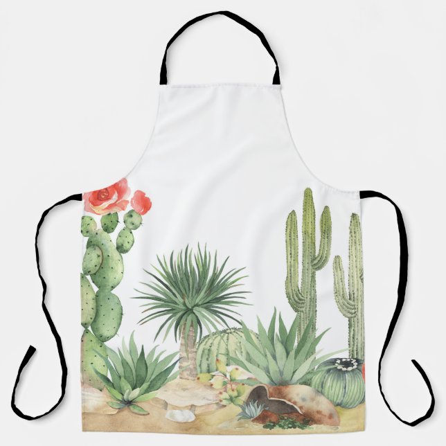 Blühendes Cacti-Grenzmuster Schürze (Vorderseite)